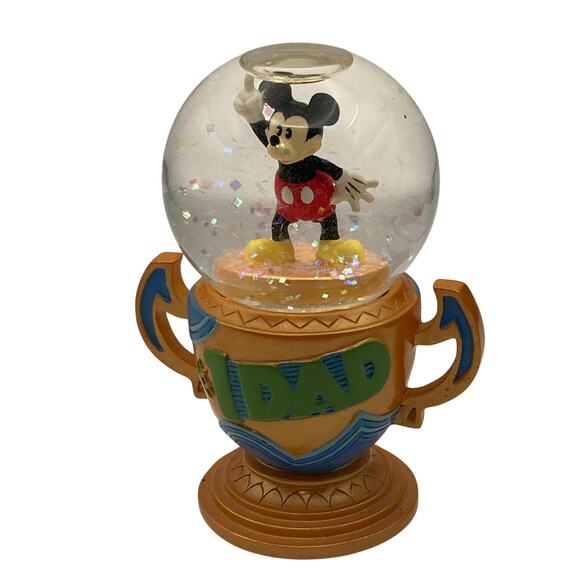 Disney Mickey Mouse Snow Globe Number 1 Dad 3.25" Tall - Picture 1 of 8